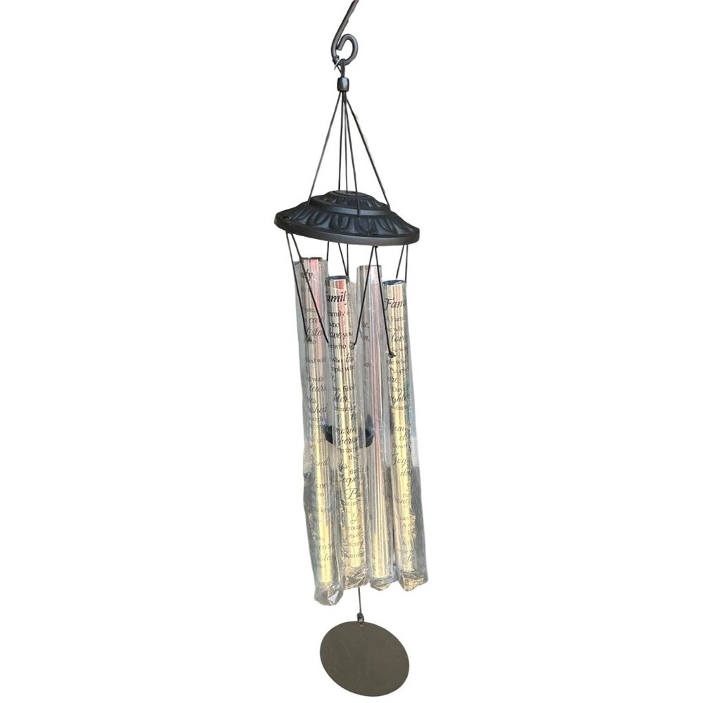 Kohl's Brand "Family" Theme Wind Chimes Silver w/Black Lettering (NWT)